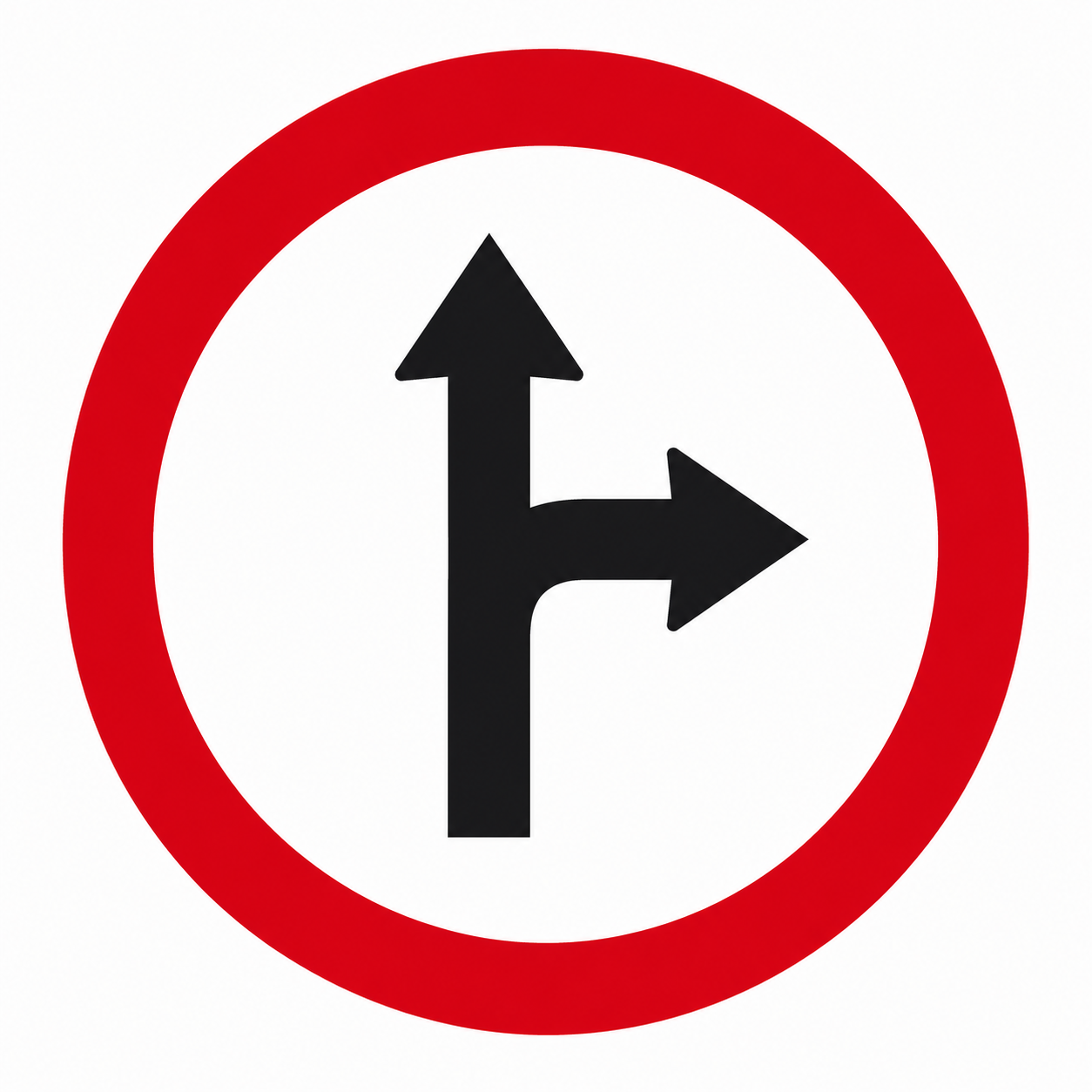 Placa R-25d — Siga em frente ou à direita