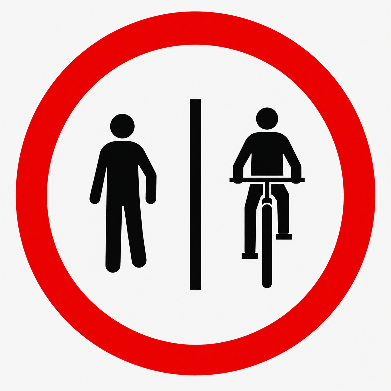 Placa R-36b — Pedestres à esquerda, ciclistas à direita